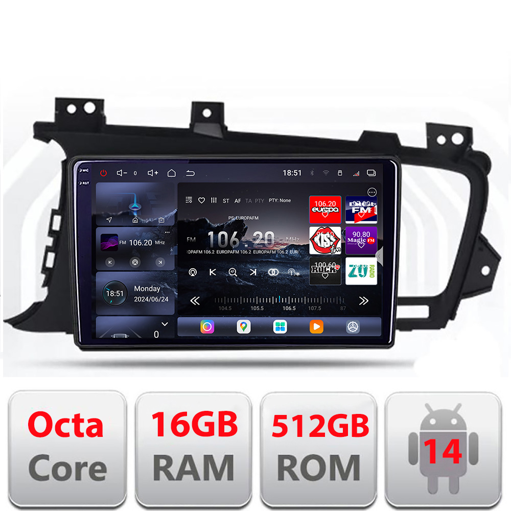 Navigatie Android Kia Optima 2011-2015 Edotec QLED 2K, 16GB RAM, 512GB