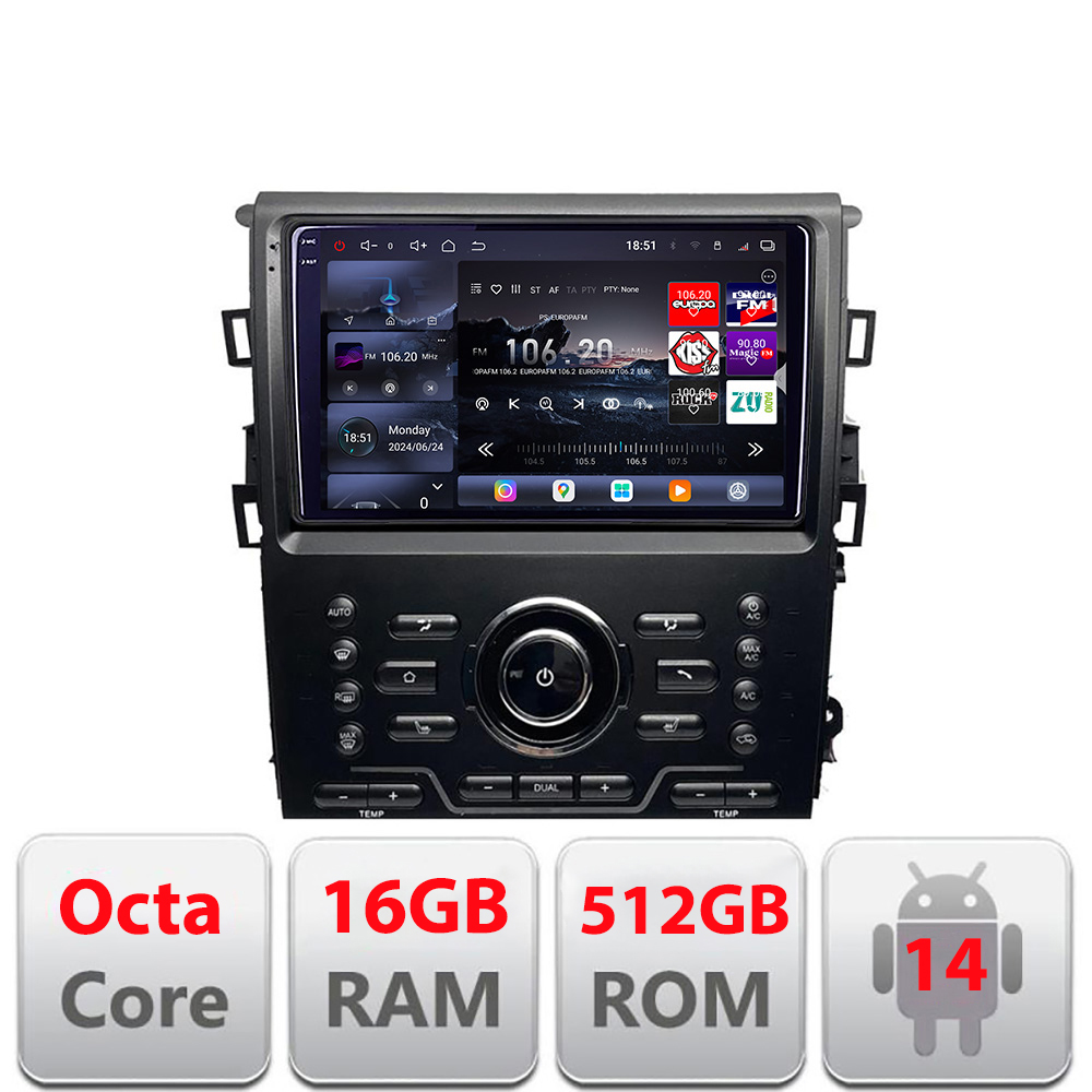 Navigație Android Ford Mondeo MK5 2015-2022 QLED 2K 16GB+512GB