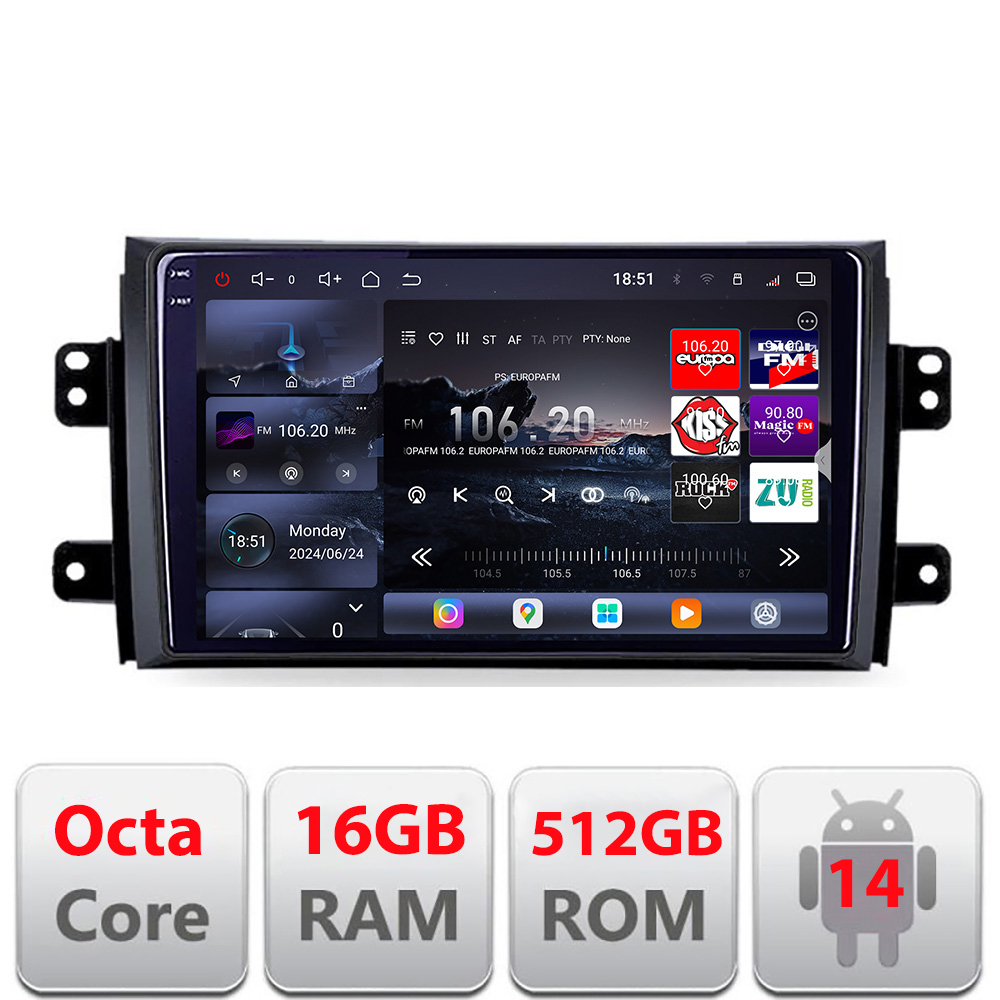 Navigație Android Suzuki SX4 2006-2013 Edotec QLED 2K, 16GB RAM, 512GB