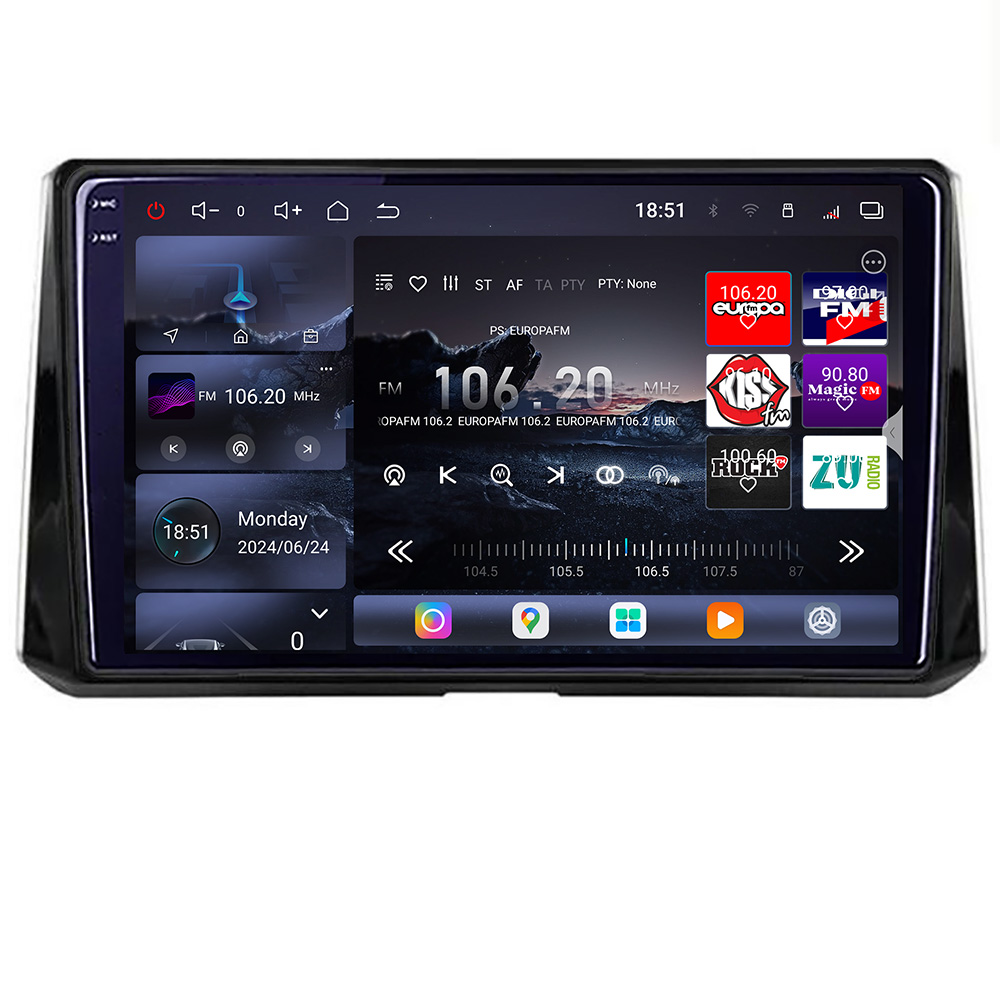 Navigație Toyota Corolla 2019+ Edotec QLED 2K, 16GB RAM, 512GB, 360