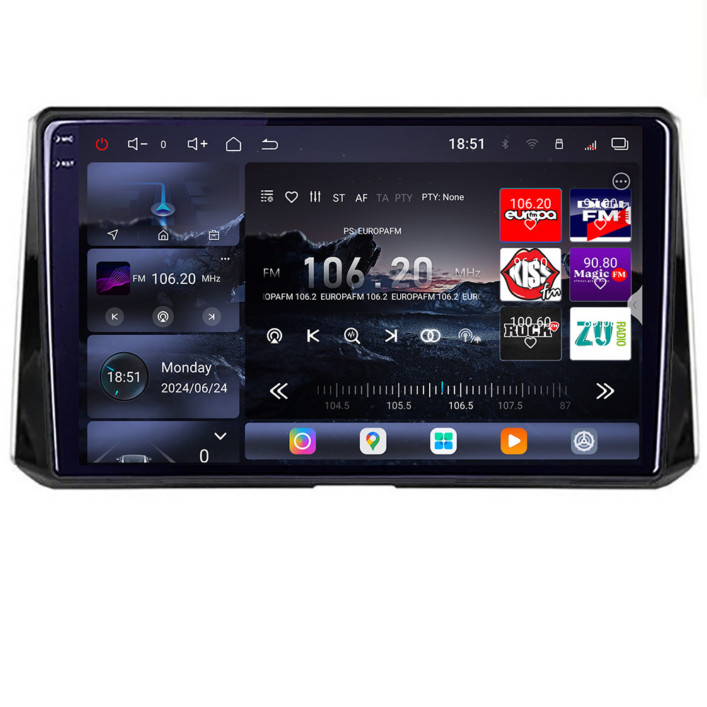 Navigatie Toyota Corolla/Auris 2018- Edotec Kit-388 8 core QLED 2K 16+512GB 360 Android Waze USB Navigatie Internet Youtube Radio