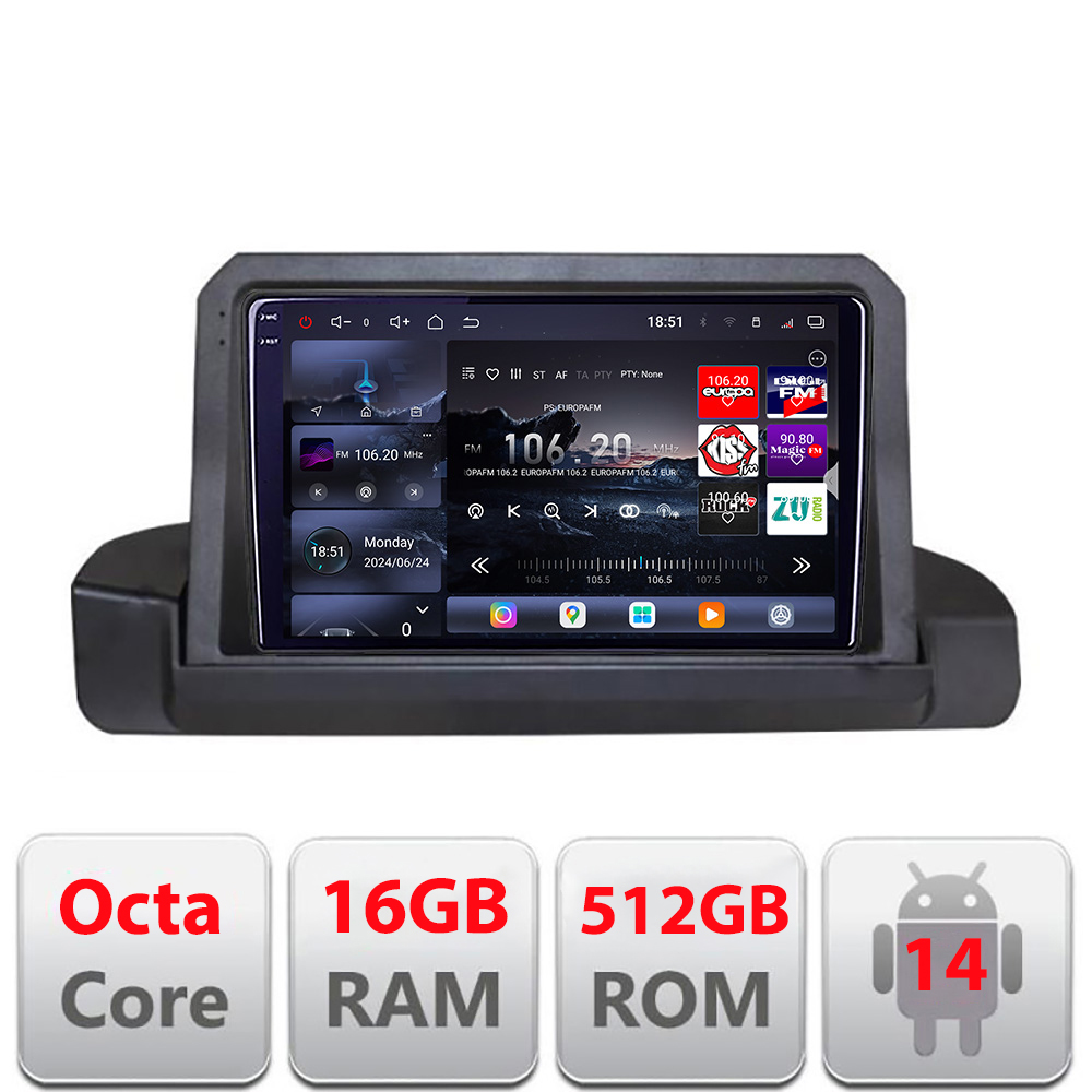 Navigatie BMW Seria 3 E90/E91/E92/E93 2005-2012 Android 14 QLED 16GB+512GB