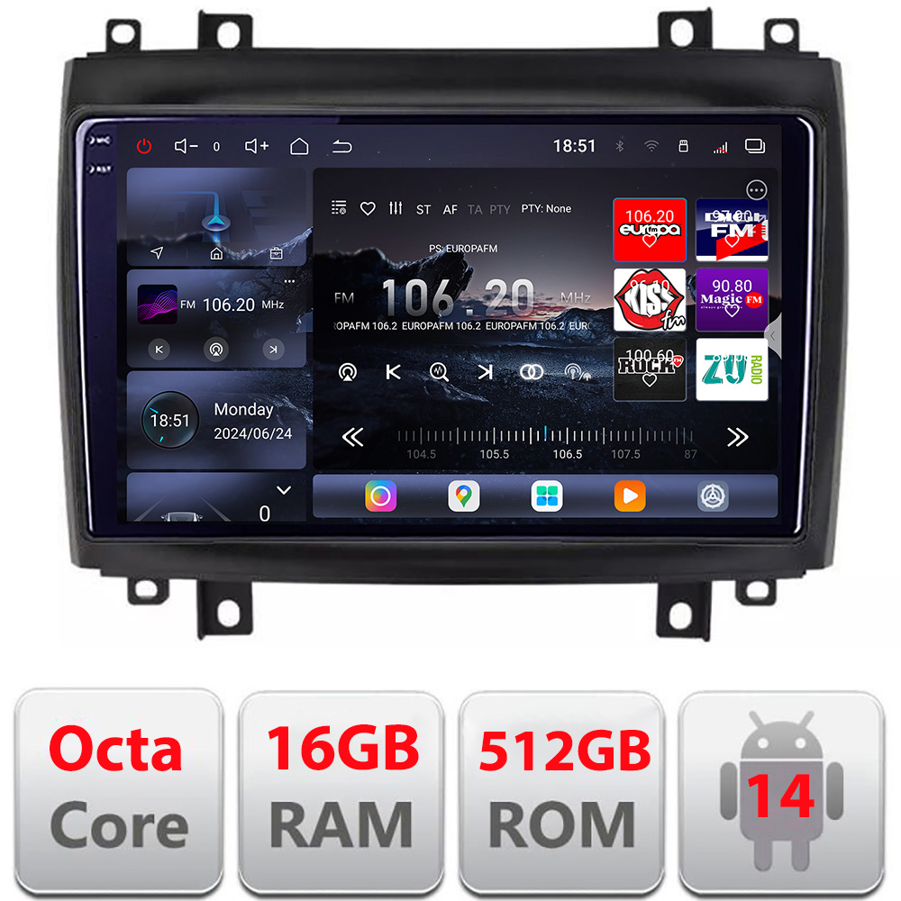 Navigație Android Cadillac CTS 2003-2007, QLED 2K, GPS, 16GB RAM, 512GB