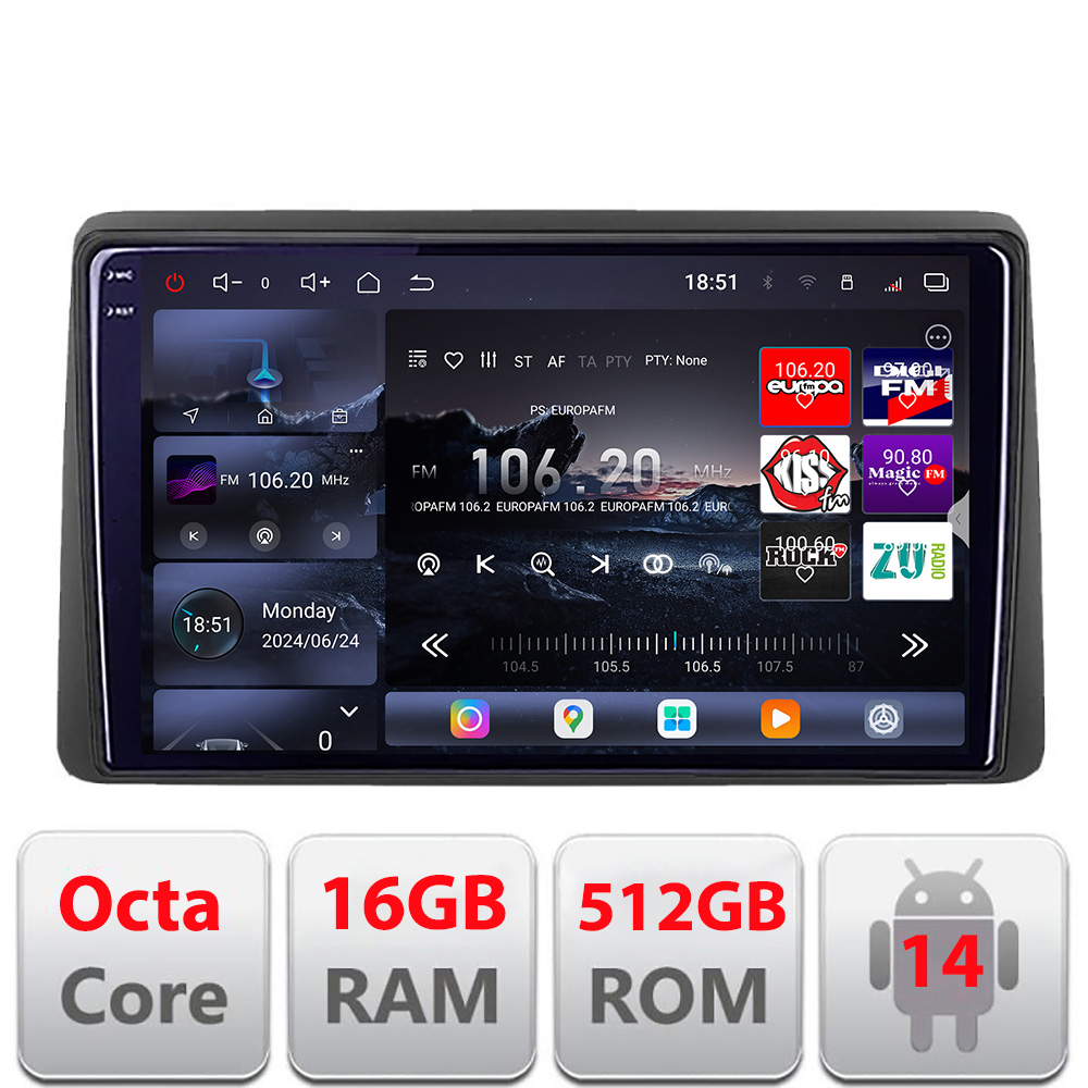 Navigație Android Dodge RAM 2019+ cu QLED 2K, 16GB RAM, 512GB și 360