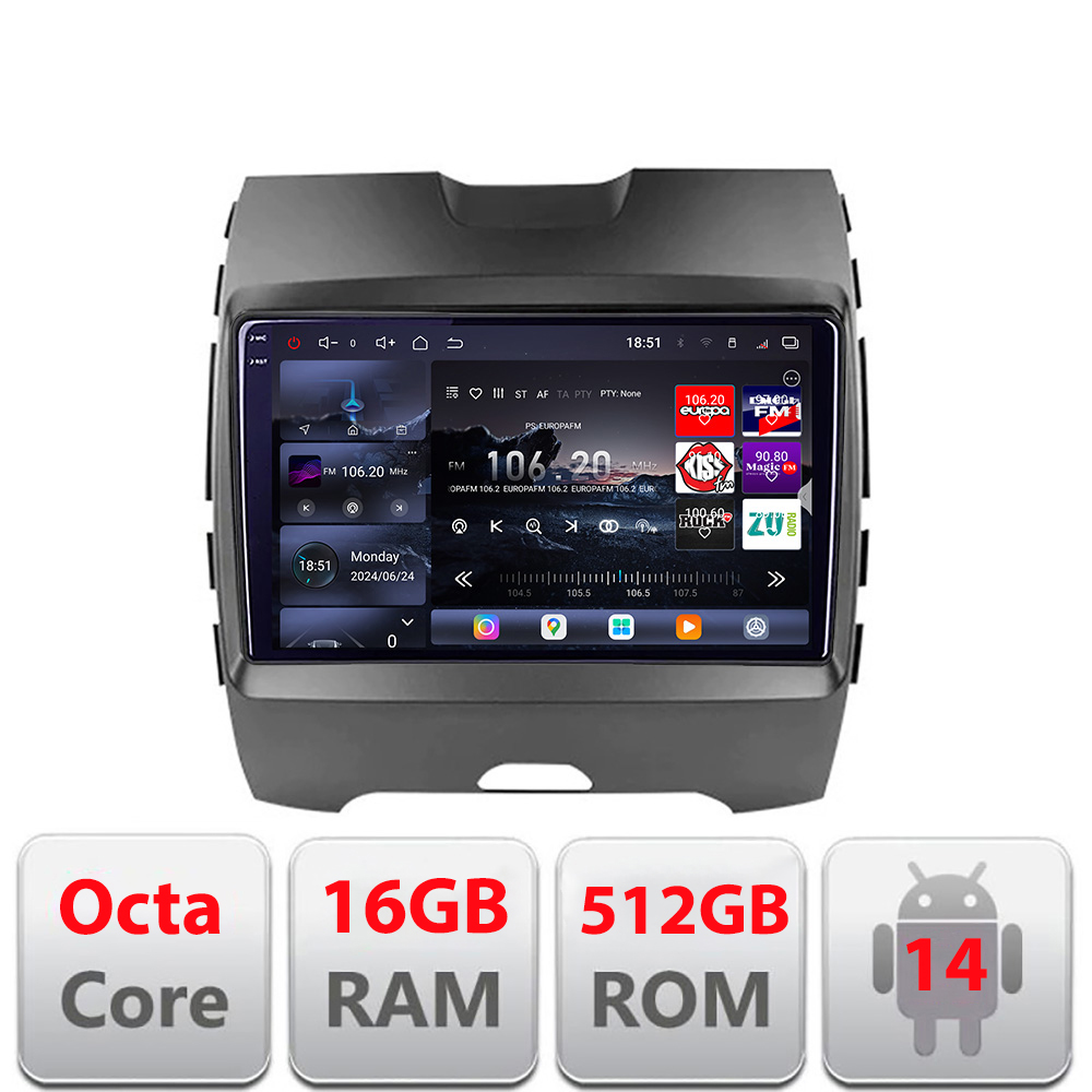 Navigație Android Ford Edge 2015-2021 Highline QLED 2K 16GB+512GB