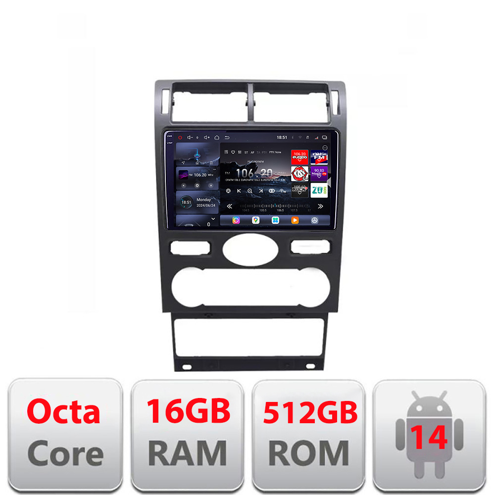 Navigatie Android Ford Mondeo 2004-2007 QLED 2K GPS 16GB+512GB