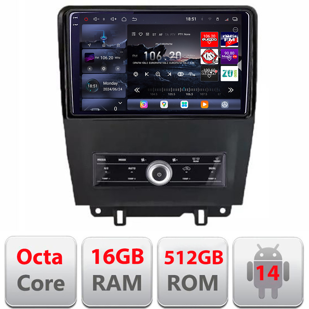 Navigație Android Ford Mustang 2009-2014, QLED 2K, 16GB RAM, 512GB