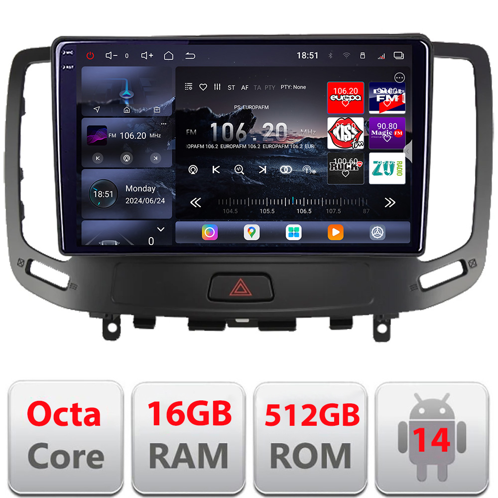 Navigatie Android Infiniti G35/G37 2006-2013, QLED 2K, 16GB RAM, 512GB