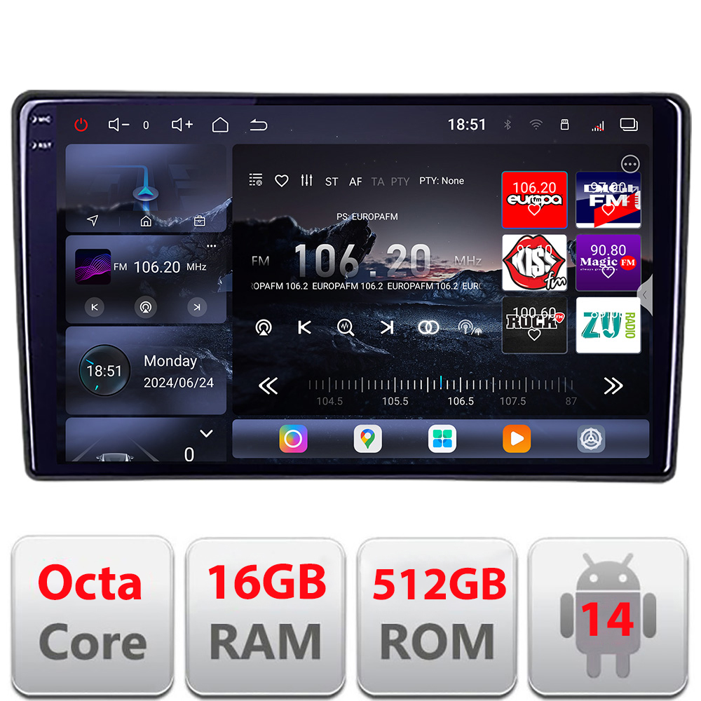 Navigație Android Nissan Murano 2004-2009 QLED 2K, 16GB RAM, 512GB