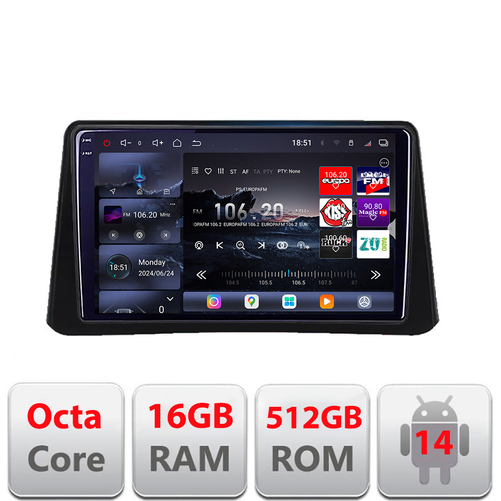 Navigație Opel Mokka 2012-2016, QLED 2K, 16GB RAM, 512GB, Android