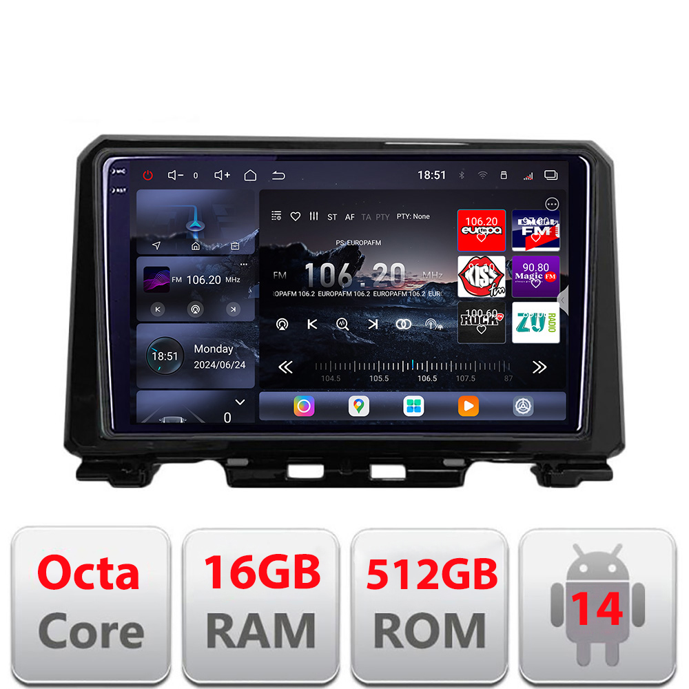 Navigatie Android Suzuki Jimny 2018+ Edotec QLED 2K, 16GB RAM, 512GB