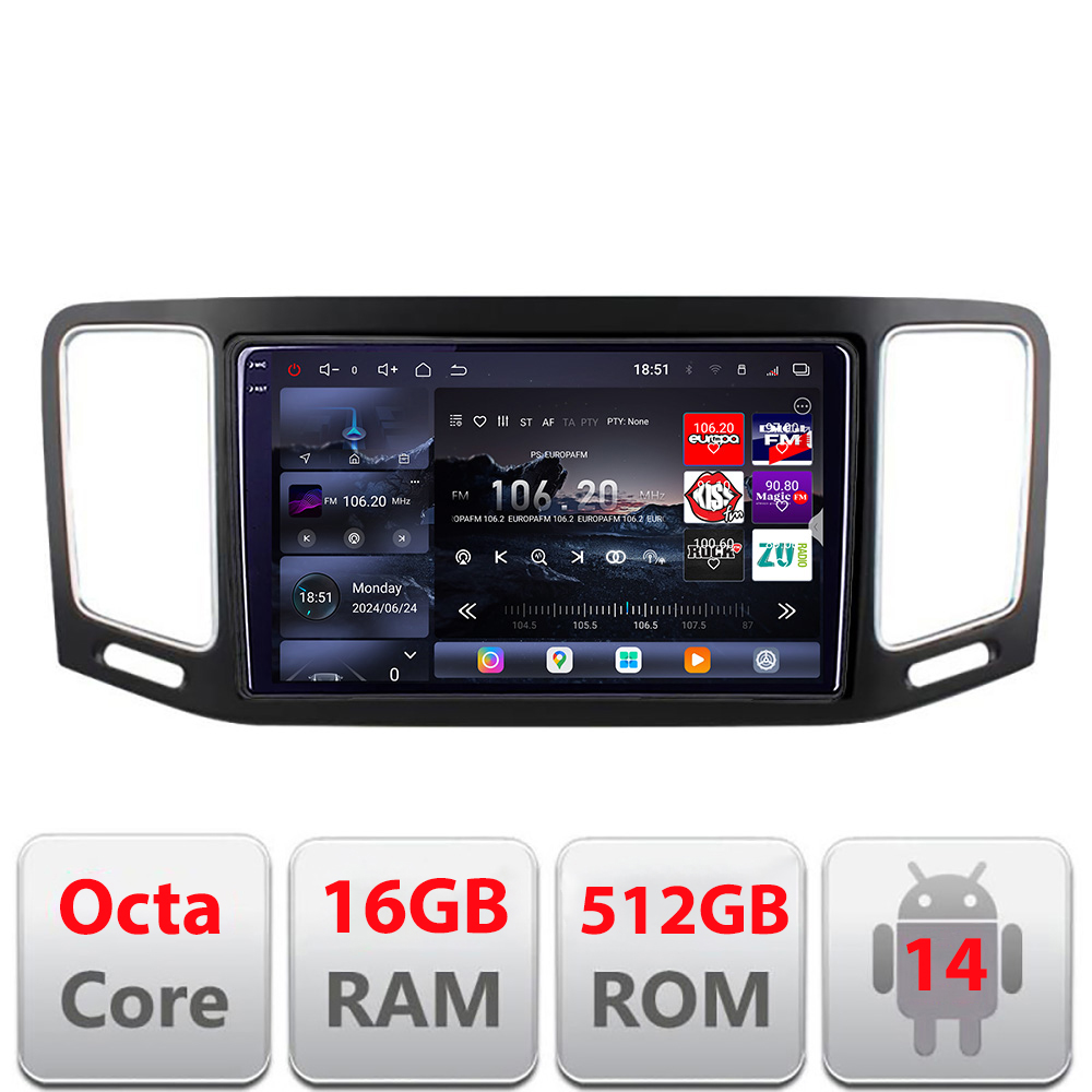 Navigatie Android VW Sharan 2011-2021 QLED 2K, 16GB RAM, 512GB, 360