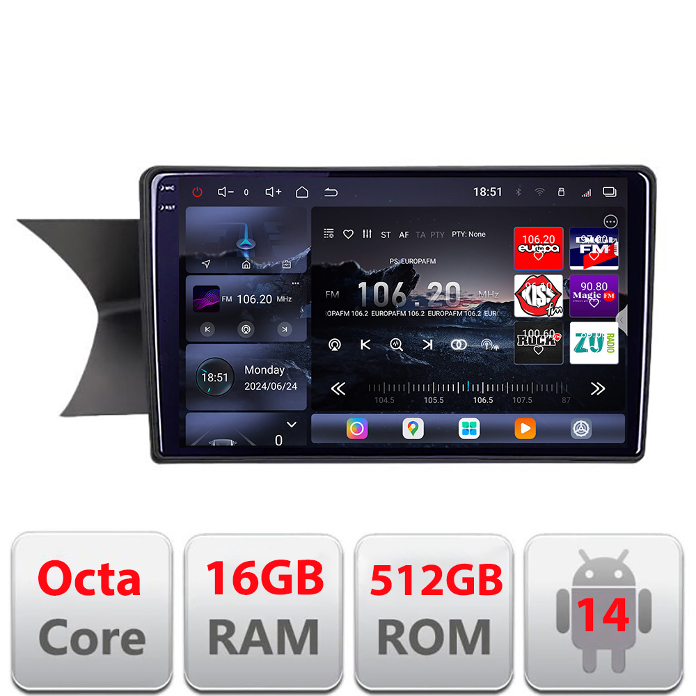 Navigatie Mercedes C W204 NTG4.5 2012-2015 8 core QLED 2K 16+512GB 360 Android Waze USB Navigatie Internet Youtube Radio Edotec