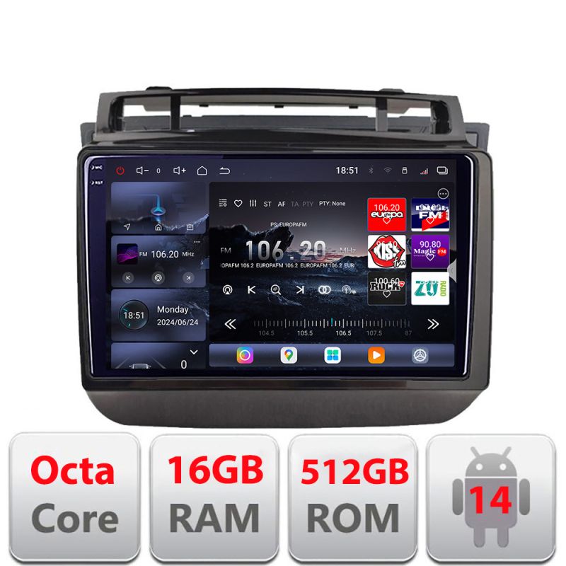 Navigatie VW Touareg 2011-2018 Edotec Kit-1142-type-a 8 core QLED 2K 16+512GB 360 Android Waze USB Navigatie Internet Youtube