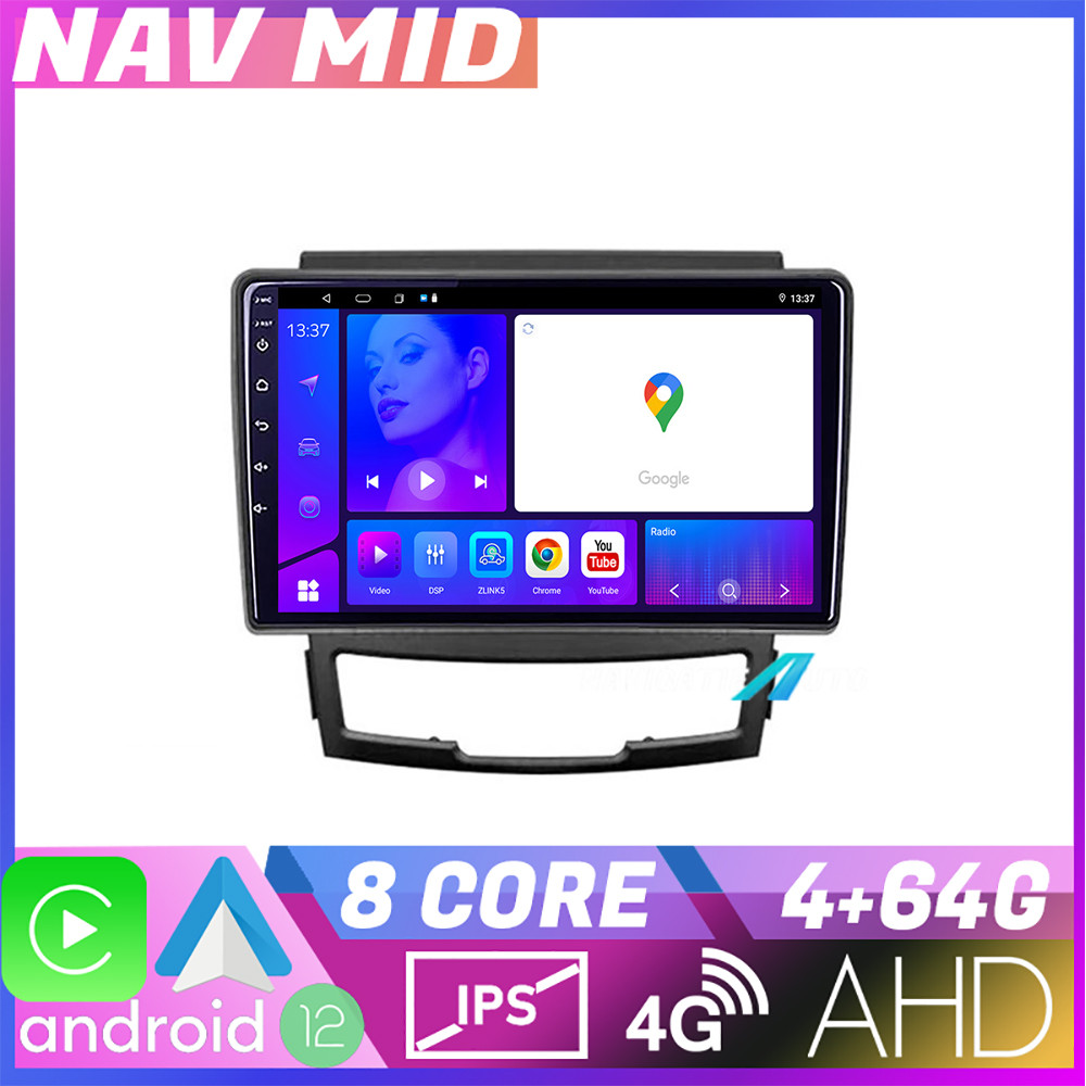 Navigatie Ssangyong Korando 2011 2013 KIT 159 EDOTEC-LITE Android Ecran 720P Octa Core 4 64 Carplay