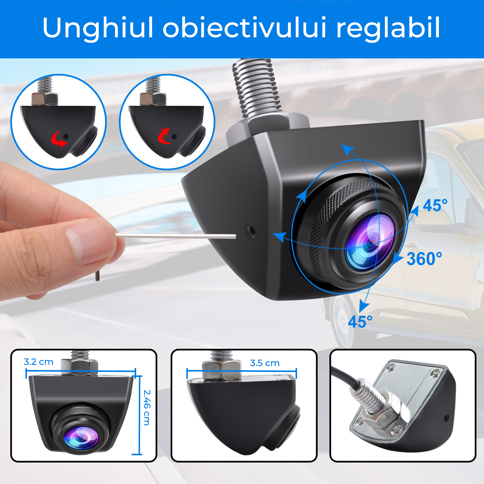 Cameră marșarier auto AHD 720P/CVBS, Night Vision, IP68, 170°