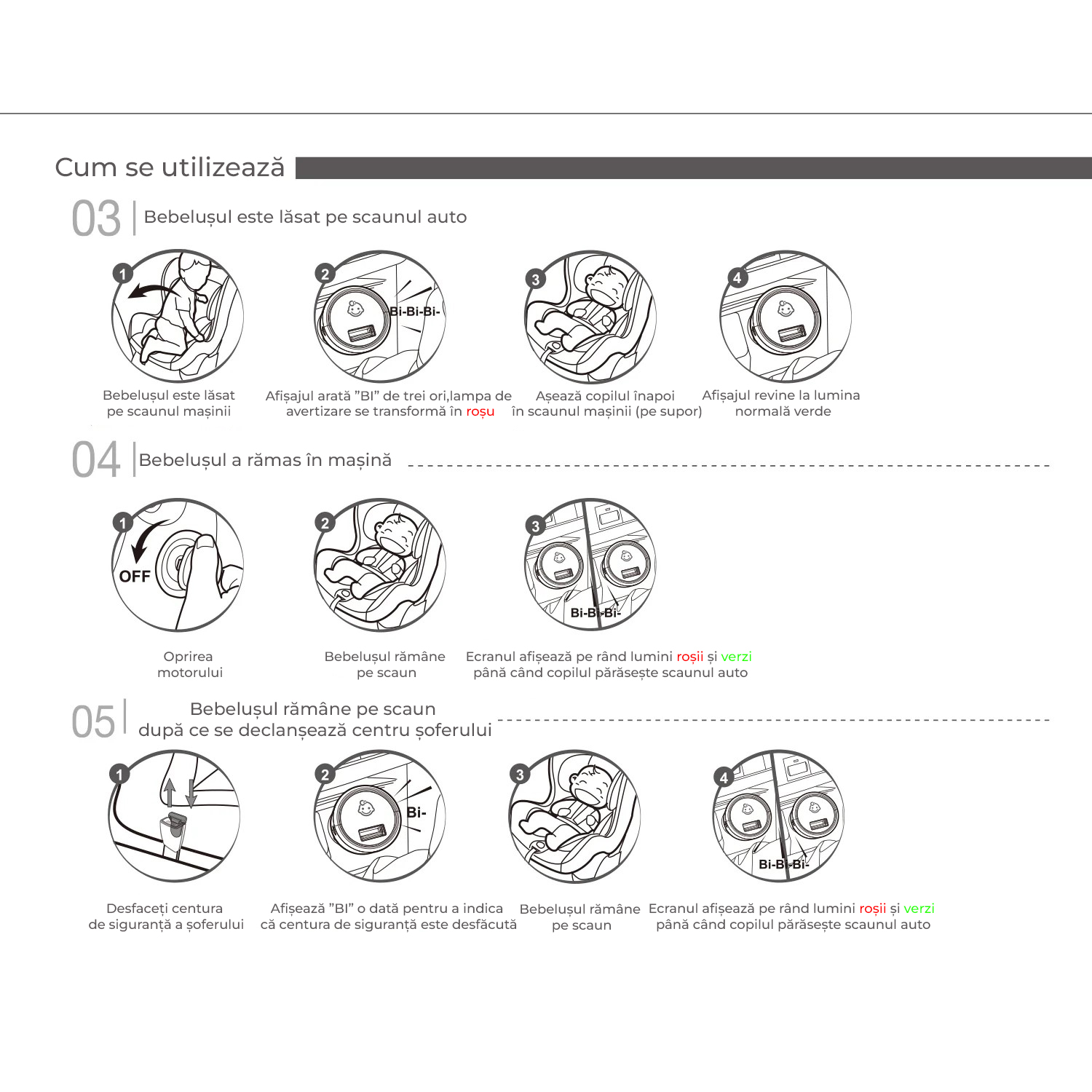 Sistem monitorizare BSA-1U pentru scaun de copil în mașină cu avertizare (inclusiv mașini din grupul VAG)