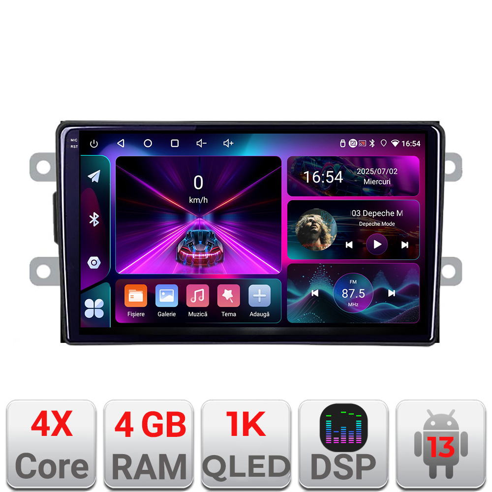 Navigatie Android Dacia 2012+ 4GB RAM 64GB, ecran 1K InCell