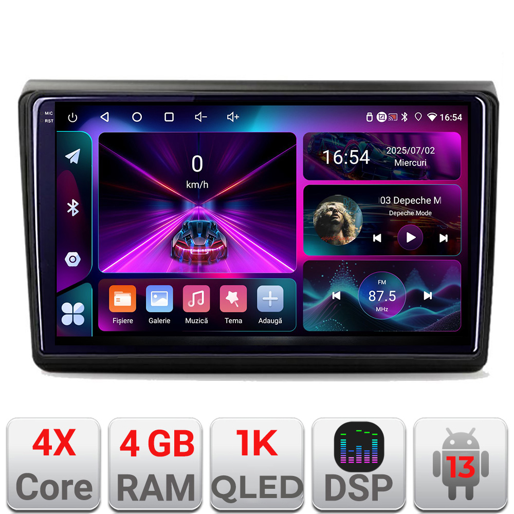 Navigație Android Fiat Bravo 2007-2014, 4GB RAM, 64GB, ecran 1K InCell