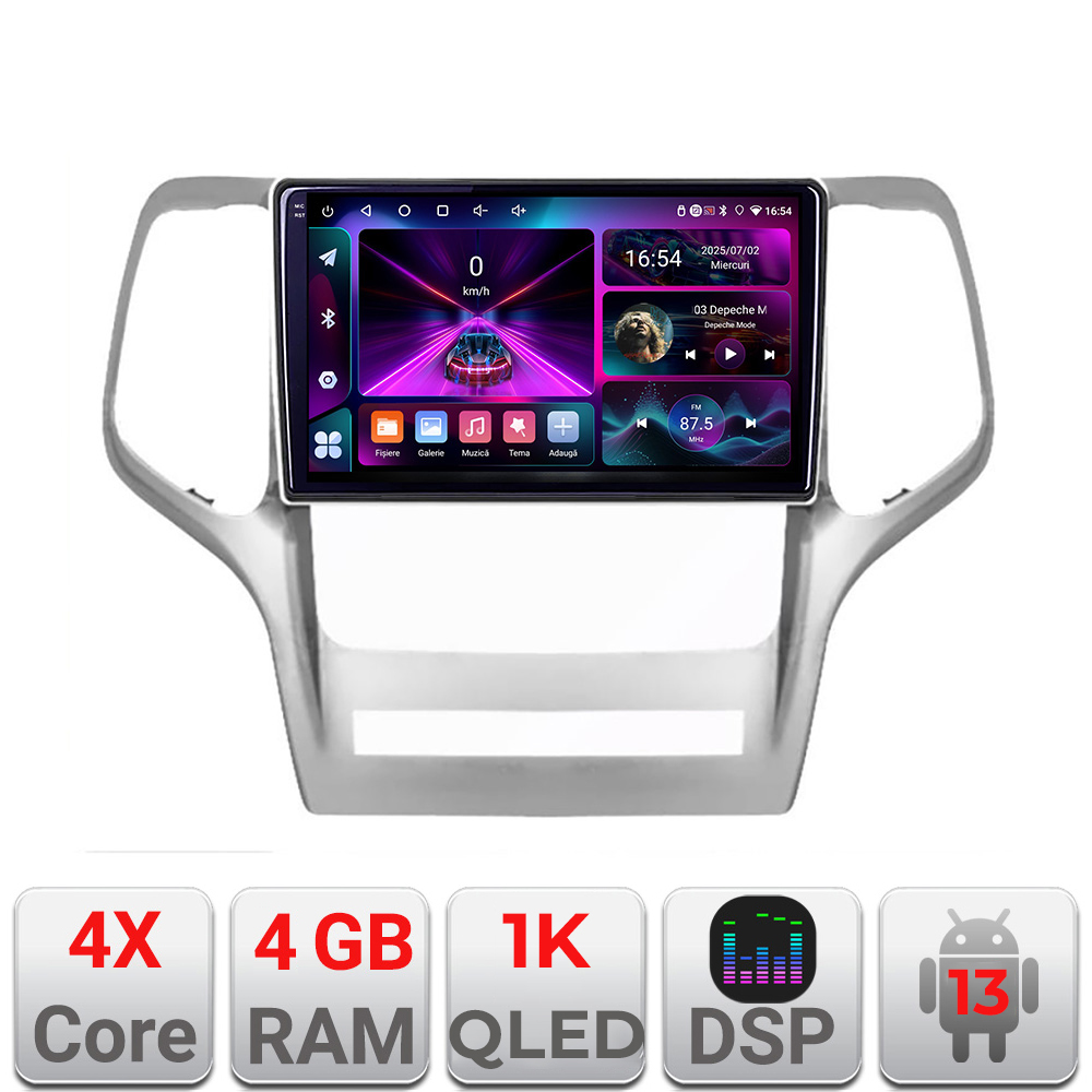 Navigatie Jeep Gran Cherokee 2011-2013 A-GRCHE 4+64 InCell Display 1K Android Waze USB Navigatie Internet Youtube Radio