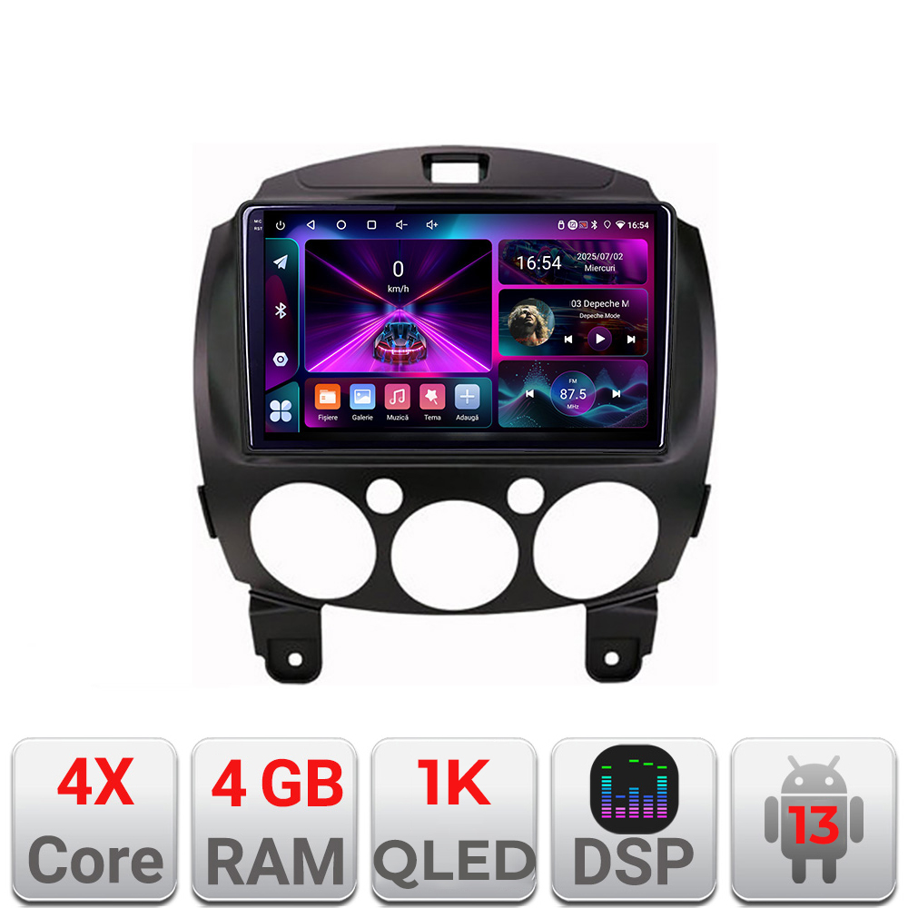 Navigatie Mazda 2 2007-2013 Android 4GB RAM 64GB GPS Internet ecran 1K