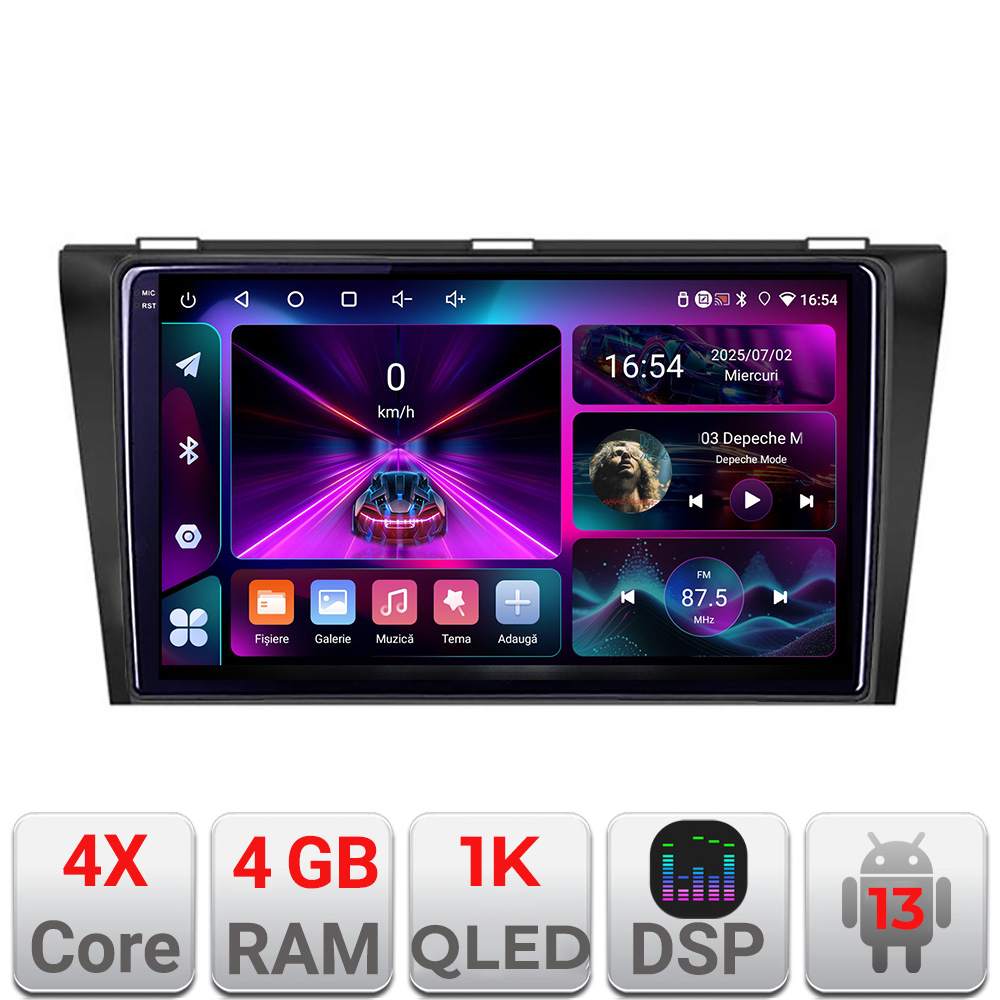 Navigatie Mazda 3 2004-2009 A-161 4+64 InCell Display 1K Android Waze USB Navigatie Internet Youtube Radio