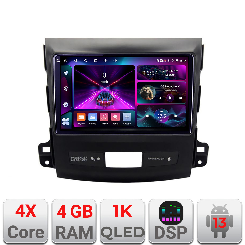 Navigatie Android 13 Mitsubishi Outlander 2007-2012, 4GB RAM, 64GB, ecran 1K