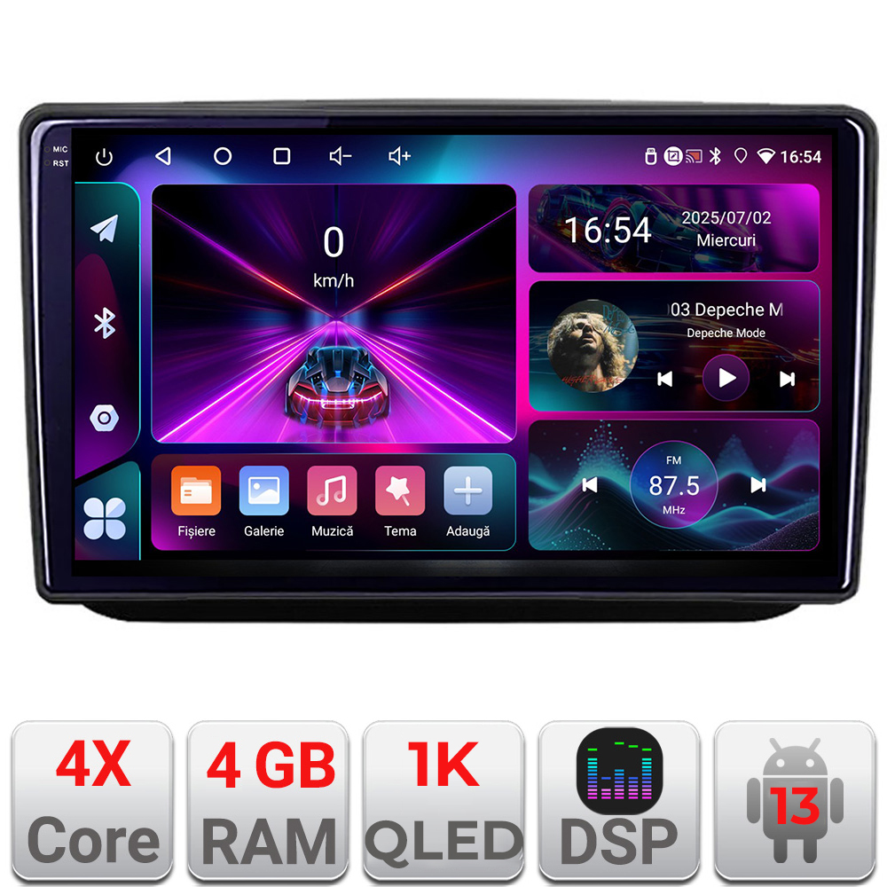 Navigație Android Skoda Fabia 2 2009-2014 cu GPS, 4GB RAM și 64GB