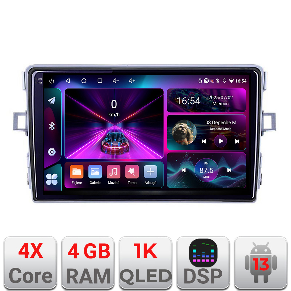 Navigatie Toyota Verso 2010-2016 A-133 4+64 InCell Display 1K Android Waze USB Navigatie Internet Youtube Radio