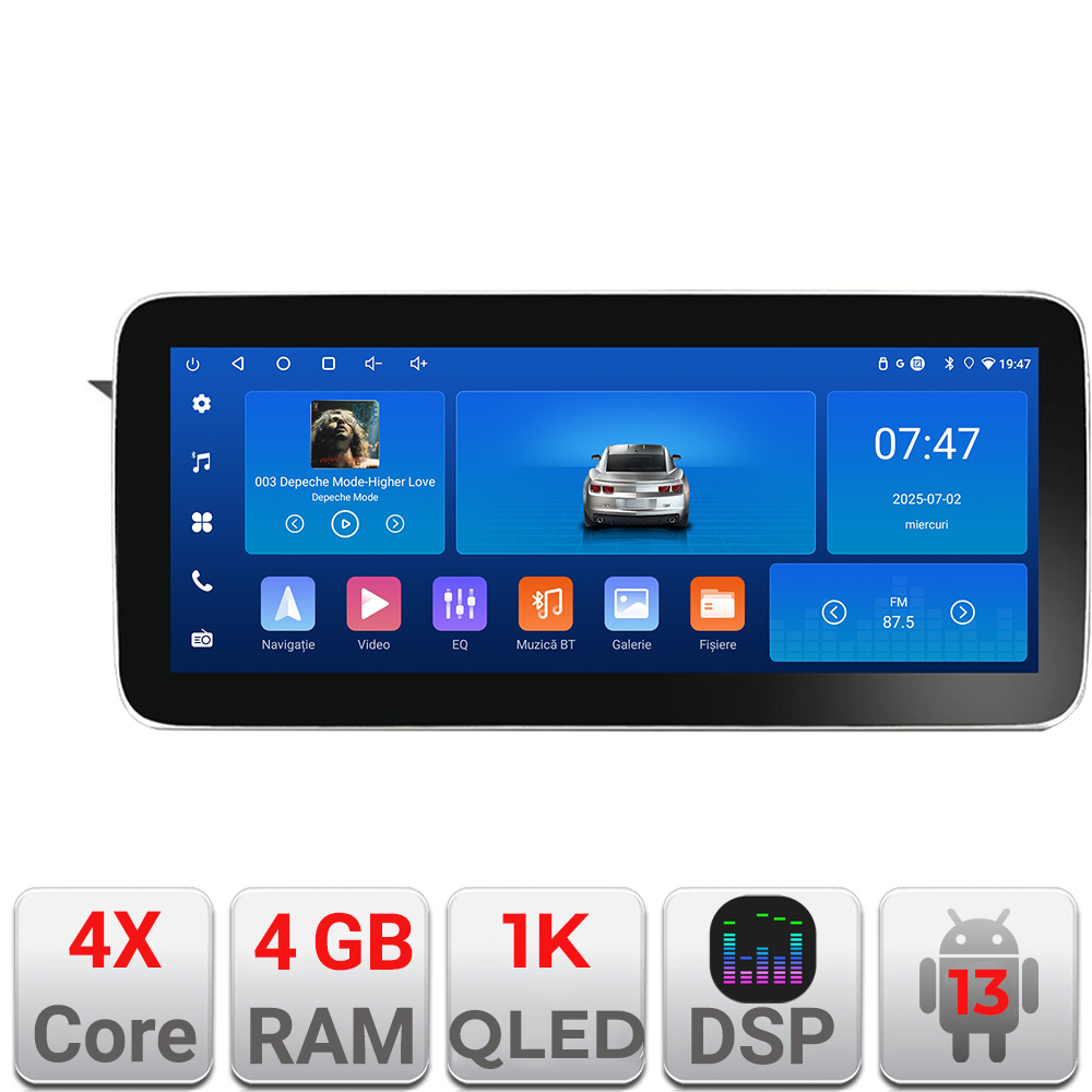Navigatie Mercedes C W204 NTG4.5 K-w204-N45 Edotec 4+64 12.3 inch Incell 1K android c gps internet
