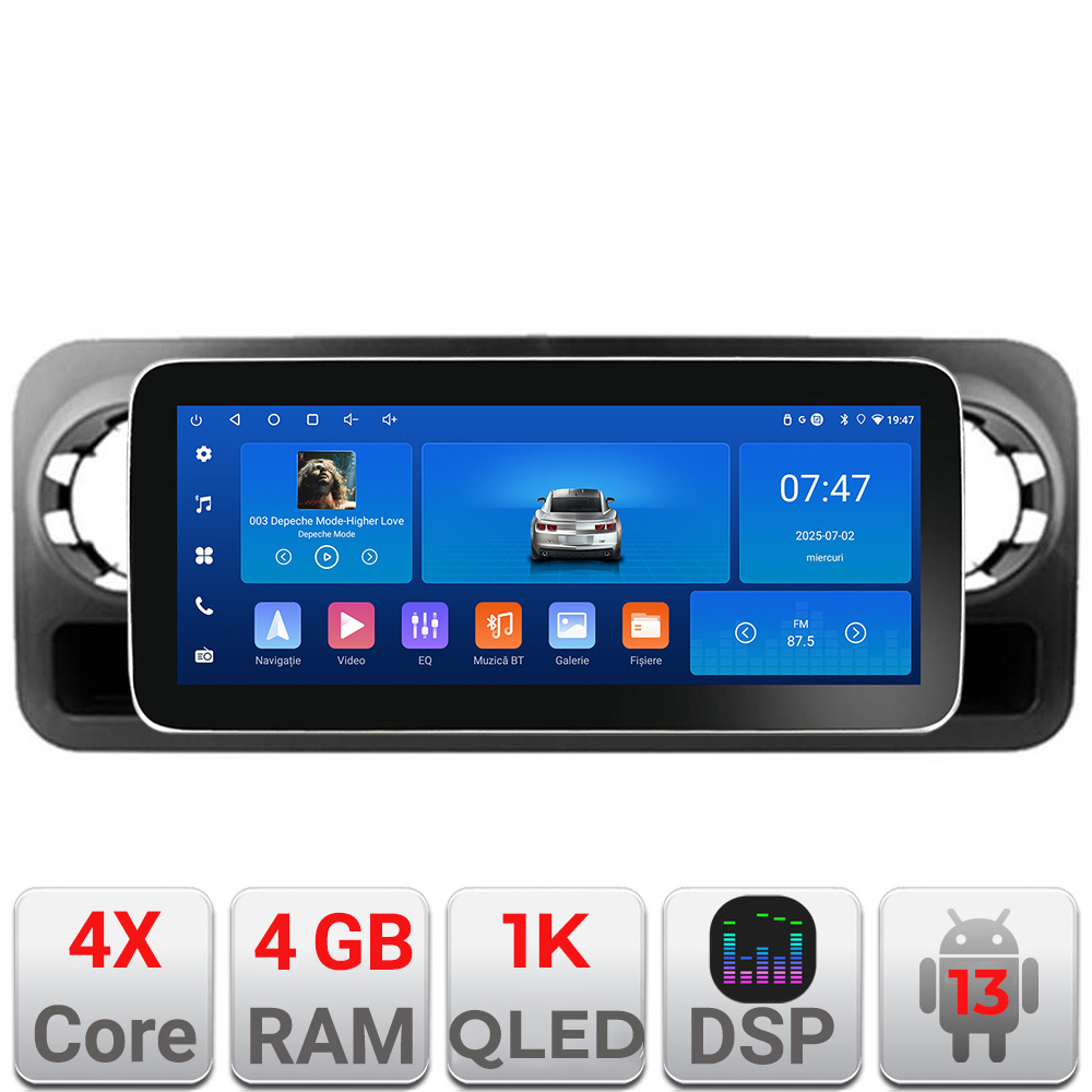 Navigatie Mercedes Sprinter 2018- Edotec 4+64 12.3 inch Incell 1K android Wifi 5Ghz gps internet Kit-sprinter