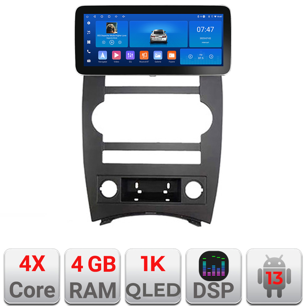 Navigatie Jeep Commander Edotec 4+64 12.3 inch Incell 1K android Wifi 5Ghz gps internet Kit-commander