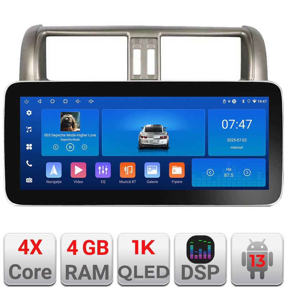 Navigatie TOYOTA Prado 2010-2013 K-347 Edotec 4+64 12.3 inch Incell 1K android Wifi 5Ghz gps internet