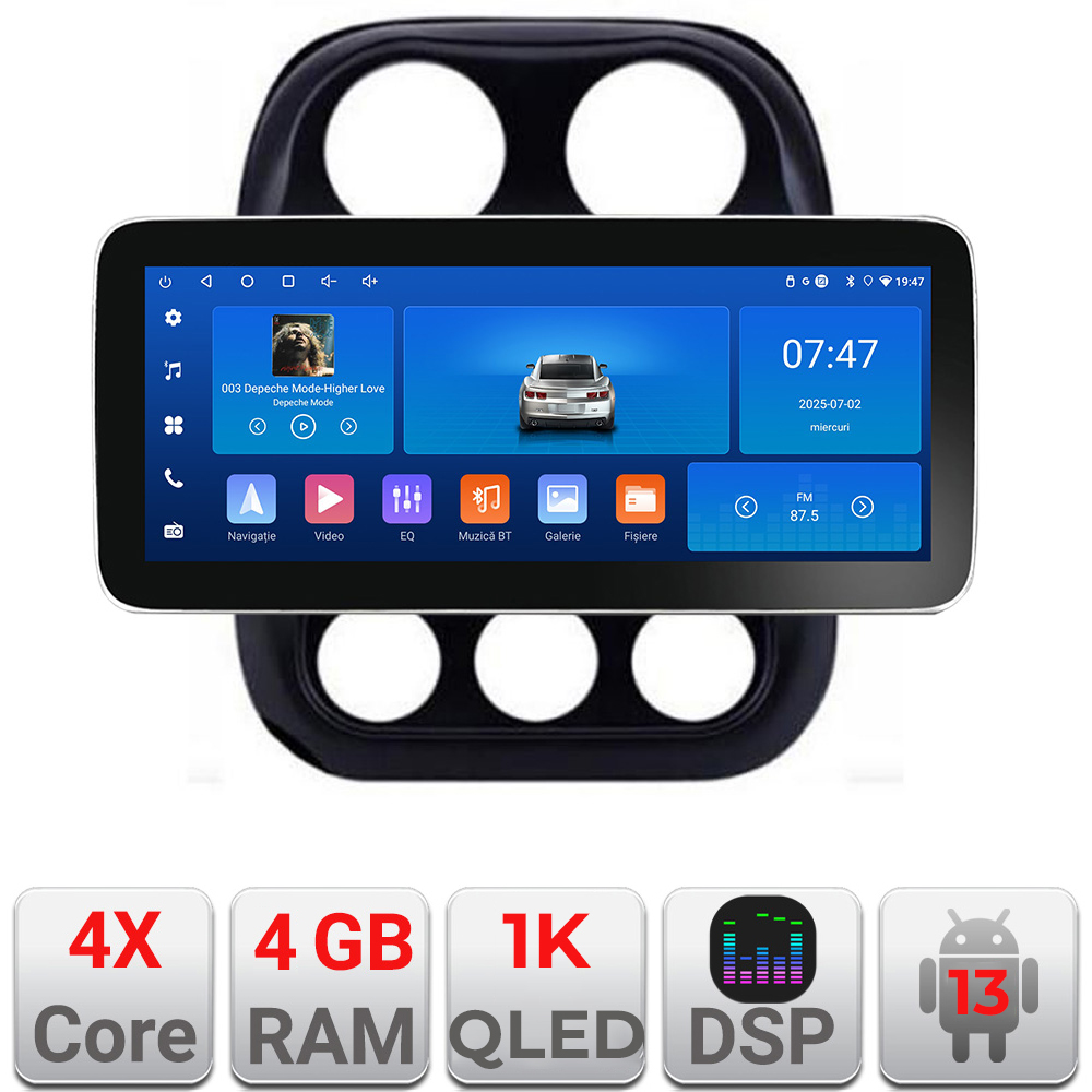 Navigatie Android Jeep Compass 2010-2016, 12.3 inch, 4GB RAM, 64GB