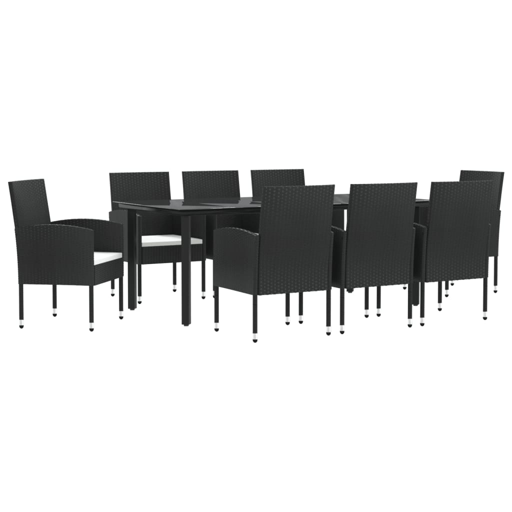 Set mobilier de grădină, 9 piese, negru, poliratan și oțel GartenMobel Dekor
