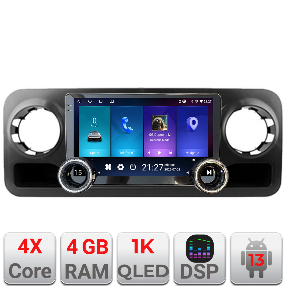 Navigatie Mercedes Sprinter 2018- Edotec 4+64 10.5 inch Incell 1K android Wifi 5Ghz gps internet Kit-sprinter