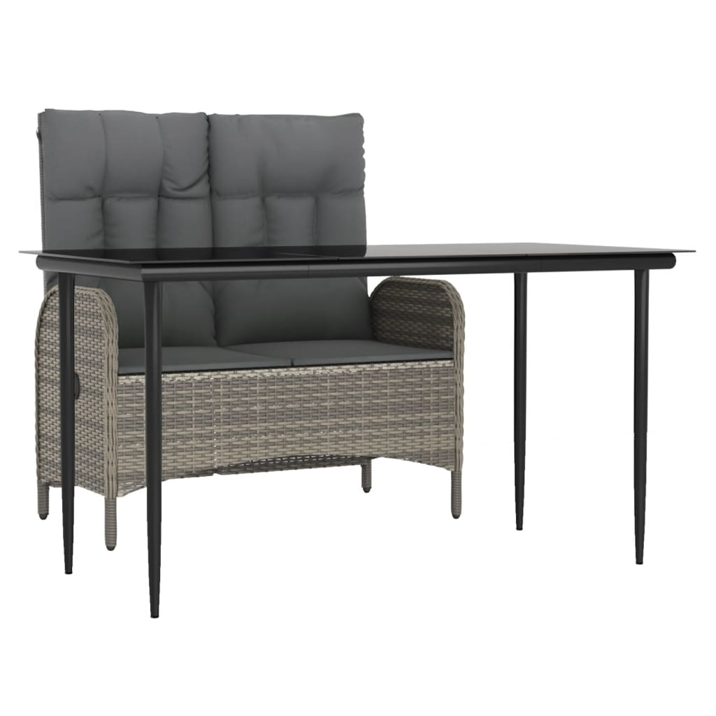 Set mobilier de grădină cu perne, 2 piese, gri, poliratan GartenMobel Dekor