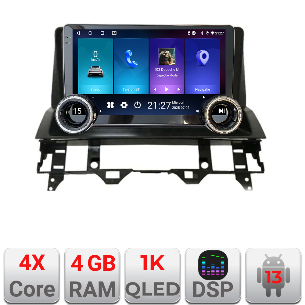 Navigatie Mazda 6 2004-2008 Kit-MZD6 Edotec 4+64 10.5 inch Incell 1K android Wifi 5Ghz gps internet Cor