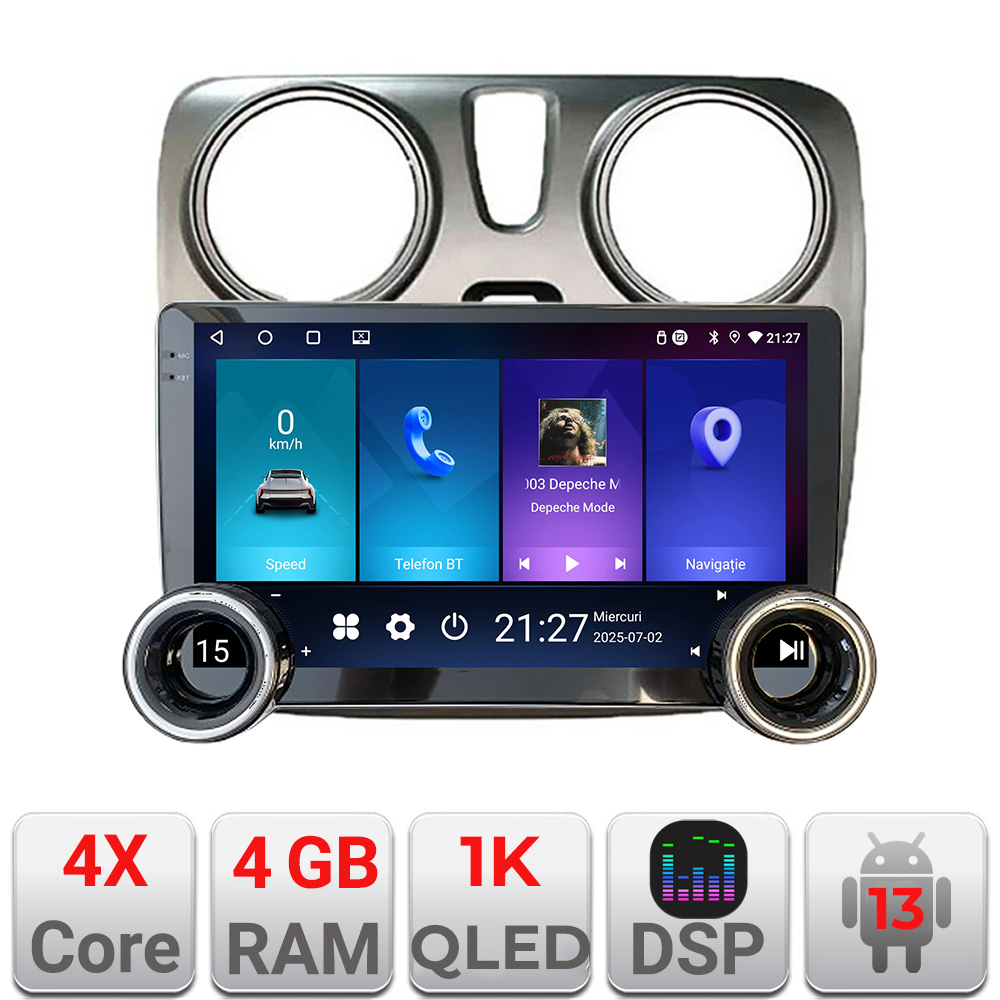 Navigatie Dacia Dokker Edotec 4+64 10.5 inch Incell 1K android Wifi 5Ghz gps internet