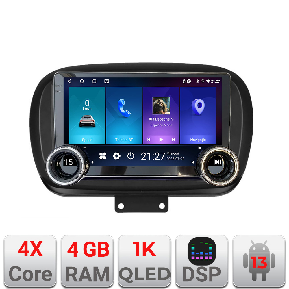 Navigatie Fiat 500 2014- Kit-539 Edotec 4+64 10.5 inch Incell 1K android Wifi 5Ghz gps internet