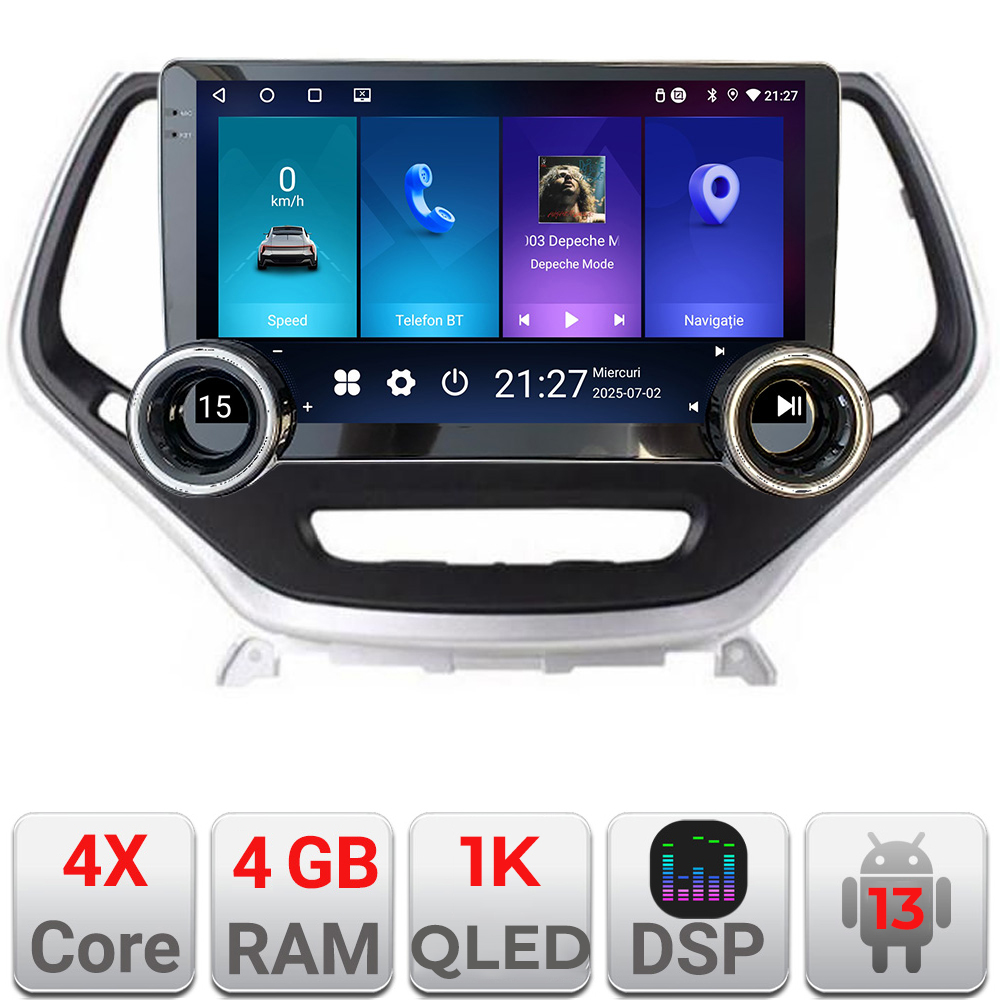 Navigatie Jeep Cherokee 2014-2019 Manual Kit-248 Edotec 4+64 10.5 inch Incell 1K android Wifi 5Ghz gps internet 32