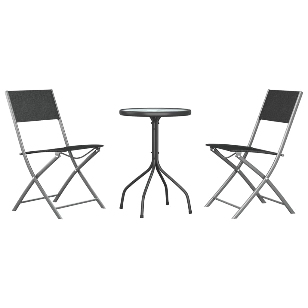 Set mobilier de grădină, 3 piese, negru, oțel GartenMobel Dekor