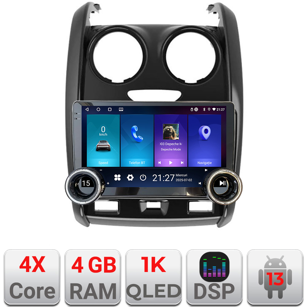 Navigatie Dacia Duster 2012-2019 Kit-157 Edotec 4+64 10.5 inch Incell 1K android Wifi 5Ghz gps internet