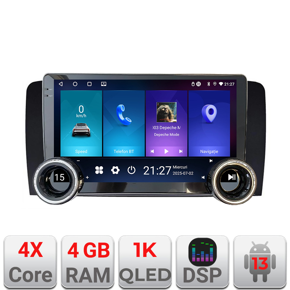 Navigatie Mercedes Clasa R Kit-215 Edotec 4+64 10.5 inch Incell 1K android Wifi 5Ghz gps internet