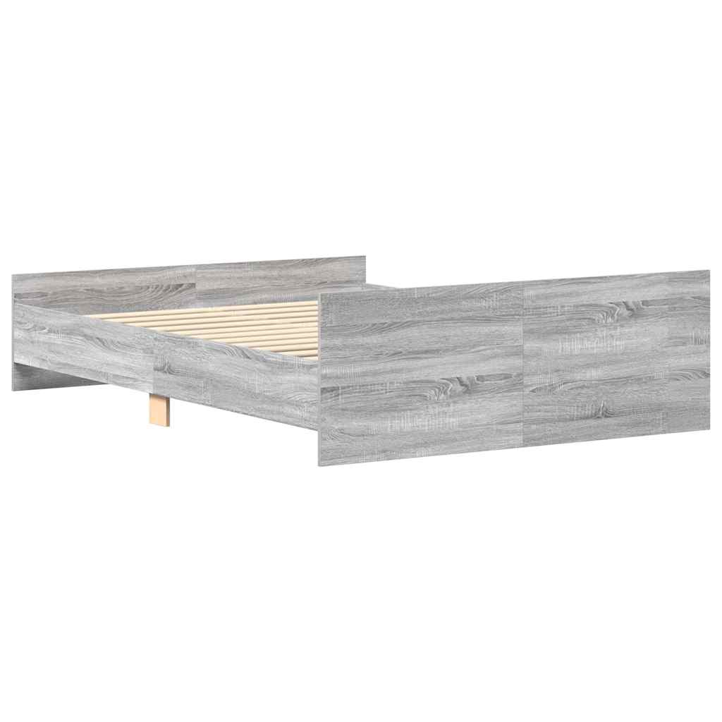 Cadru de pat cu tăblie la cap/picioare, gri sonoma, 150x200 cm GartenMobel Dekor