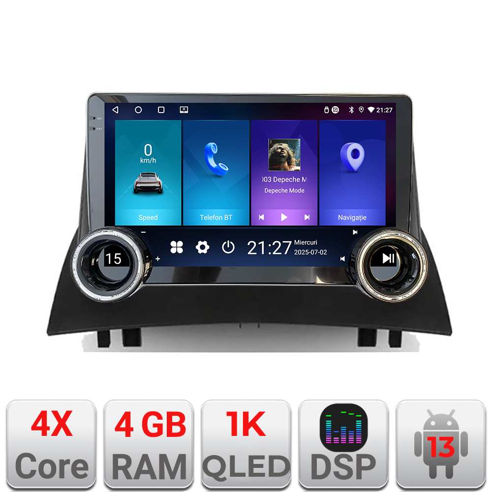 Navigație Android Renault Megane 2 10.5 inch 4GB RAM 64GB GPS WiFi