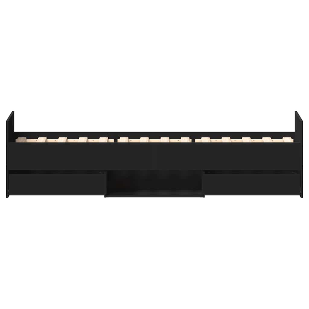 Cadru pat cu tăblii de cap/picioare, negru, 90x200 cm GartenMobel Dekor