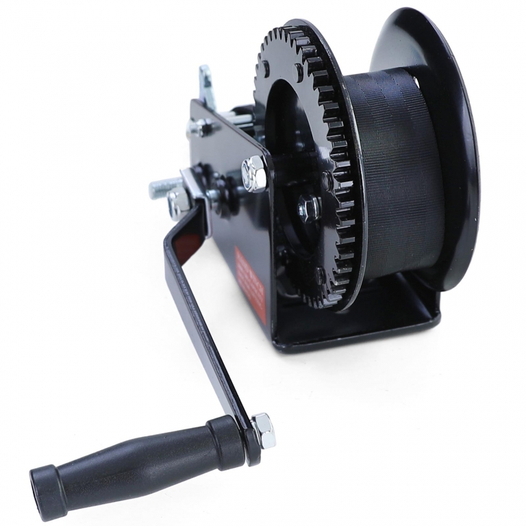 Winch manual premium cu curea 1500kg 8 metri negru, potrivit pentru remorcă auto Performance AutoTuning