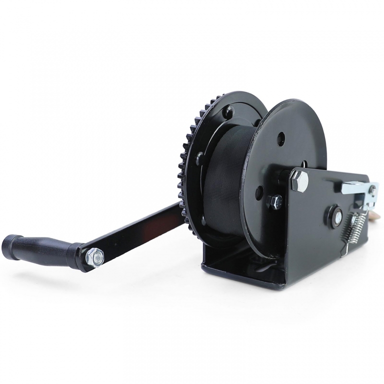 Winch manual premium cu curea 1500kg 8 metri negru, potrivit pentru remorcă auto Performance AutoTuning