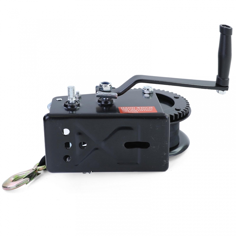 Winch manual premium cu curea 1500kg 8 metri negru, potrivit pentru remorcă auto Performance AutoTuning